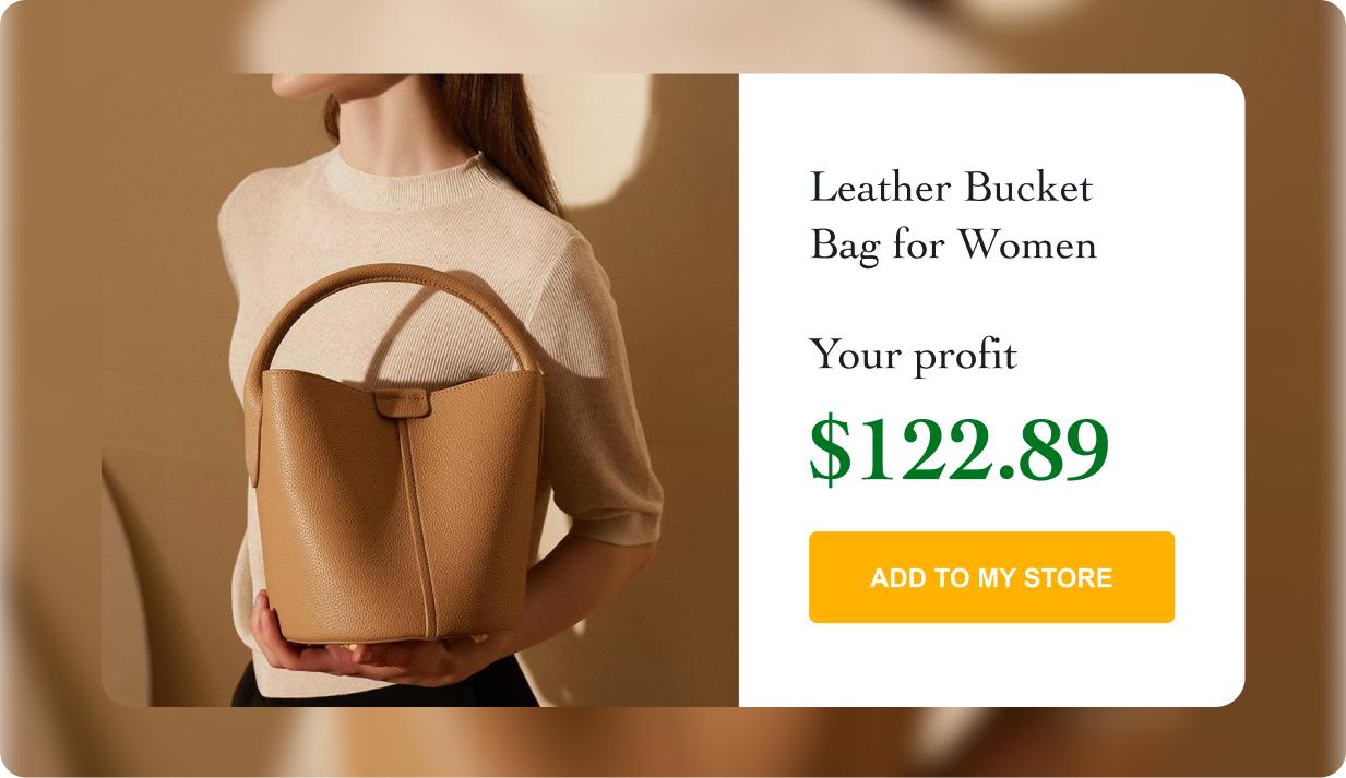 Leather Bucket Bag for Women