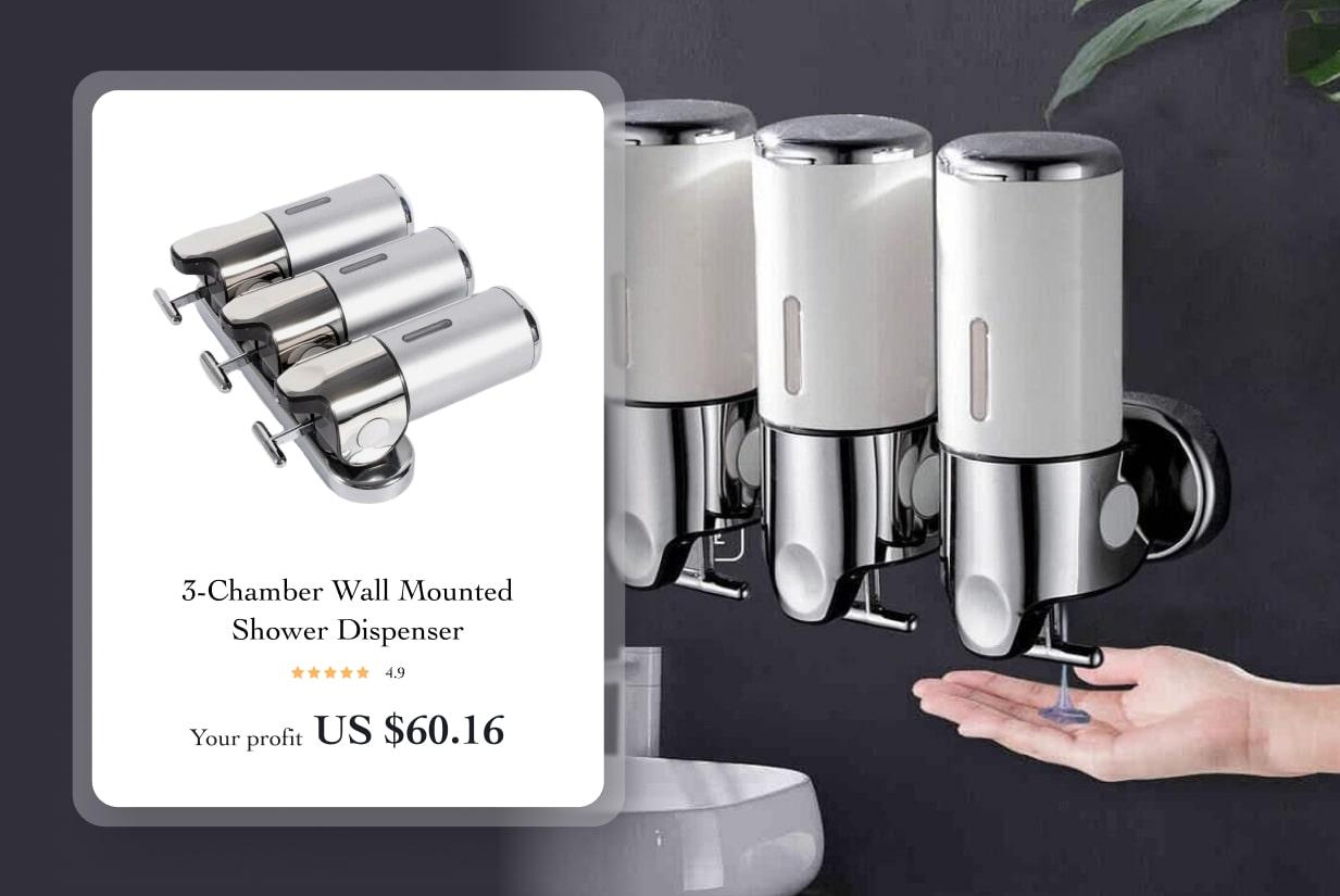 3-Chamber Wall Mounted Shower Dispenser