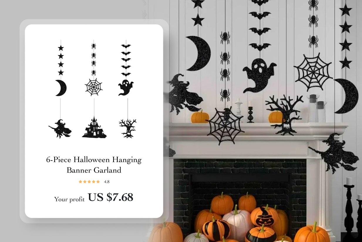 6-Piece Halloween Hanging Banner Garland 