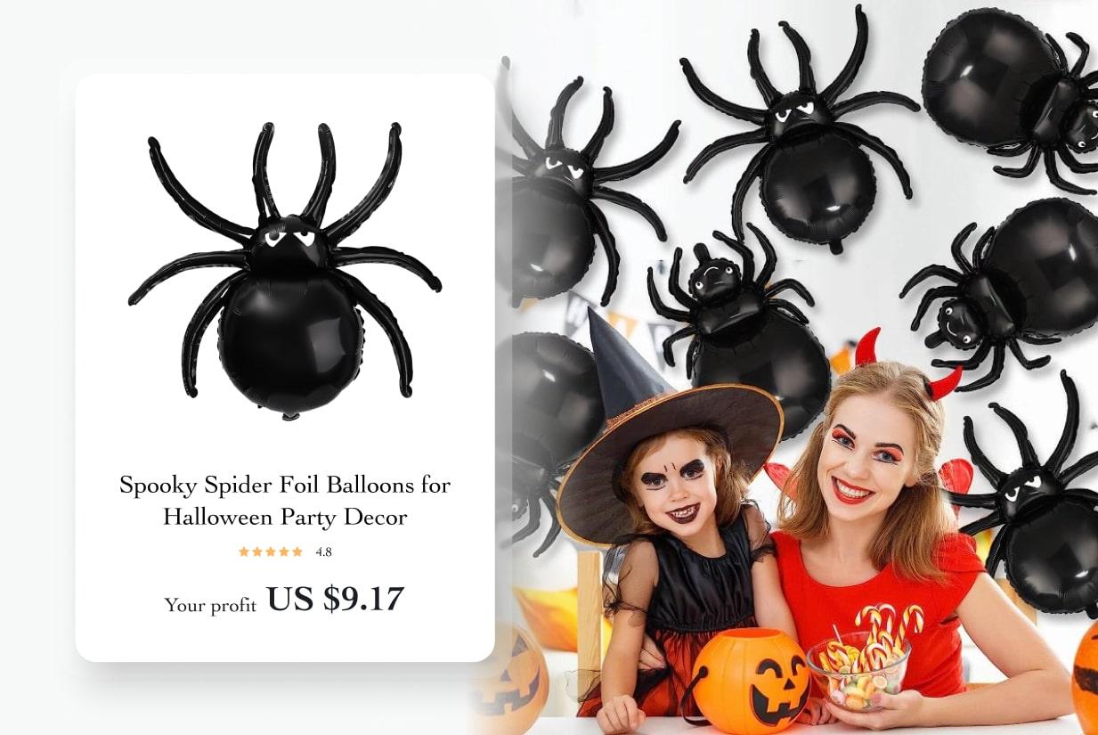 Spooky Spider Foil Balloons for Halloween Party Decor