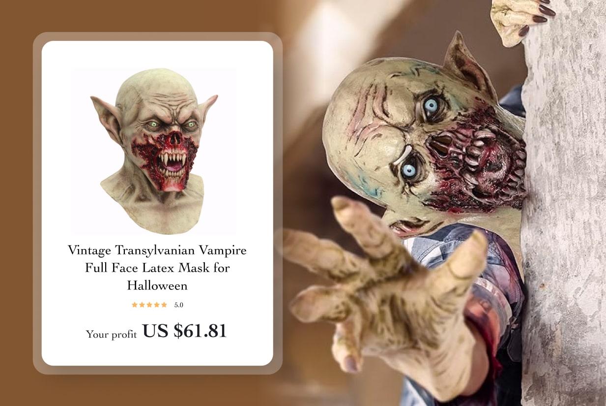 Vintage Transylvanian Vampire Full Face Latex Mask