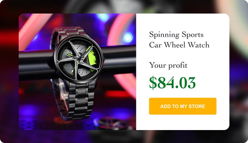 Spinning Sports Car Wheel Watch