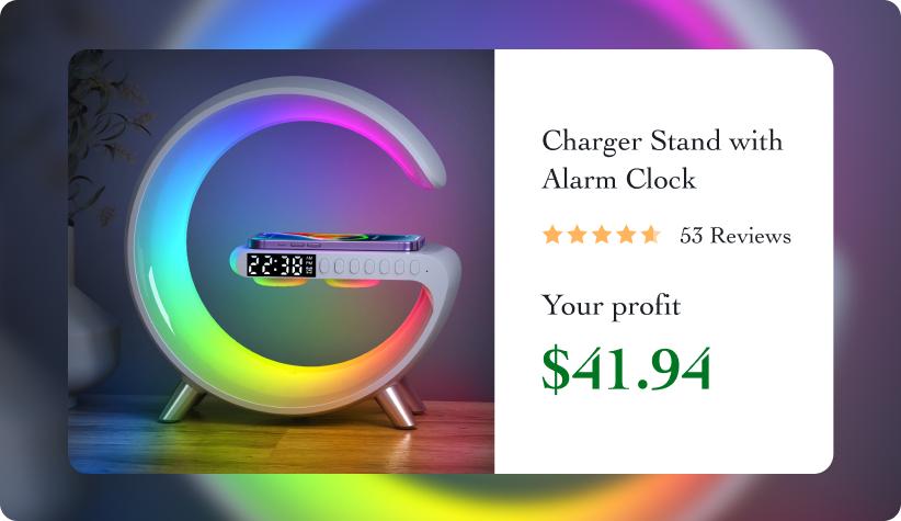 Wireless Charger Stand with Alarm Clock