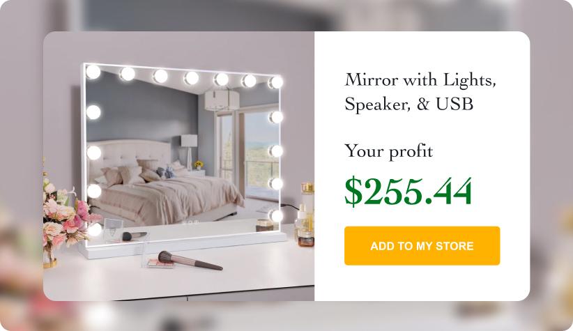 Mirror with Lights, Speaker, & USB