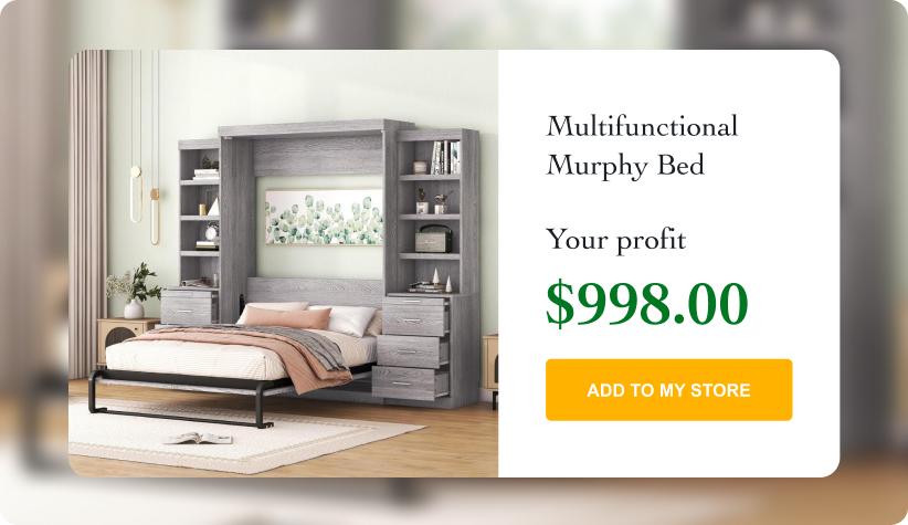 Murphy Bed with Storage Shelves and Drawers