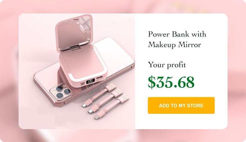 Power Bank with Makeup Mirror